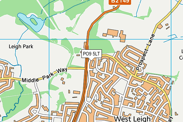 PO9 5LT map - OS VectorMap District (Ordnance Survey)
