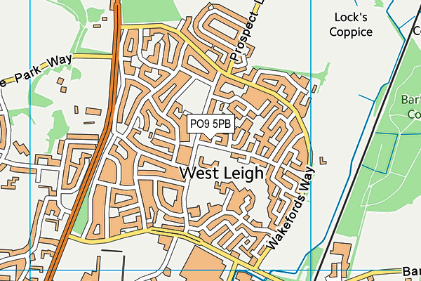 PO9 5PB map - OS VectorMap District (Ordnance Survey)