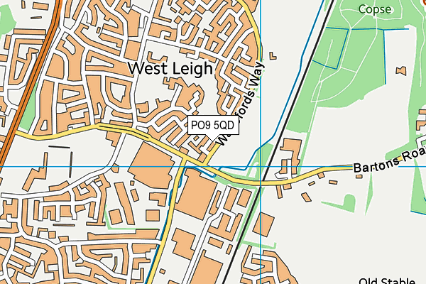PO9 5QD map - OS VectorMap District (Ordnance Survey)
