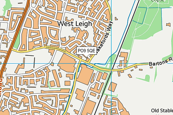 PO9 5QE map - OS VectorMap District (Ordnance Survey)