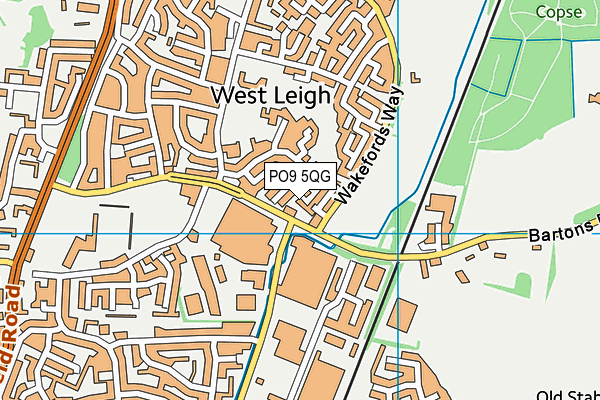 PO9 5QG map - OS VectorMap District (Ordnance Survey)