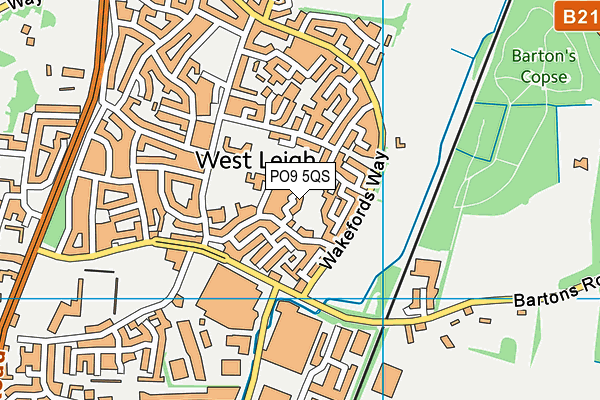 PO9 5QS map - OS VectorMap District (Ordnance Survey)