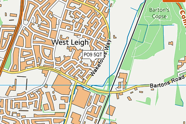 PO9 5QT map - OS VectorMap District (Ordnance Survey)
