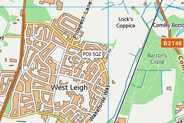 PO9 5QZ map - OS VectorMap District (Ordnance Survey)