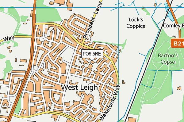 PO9 5RE map - OS VectorMap District (Ordnance Survey)