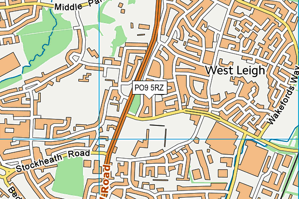 PO9 5RZ map - OS VectorMap District (Ordnance Survey)