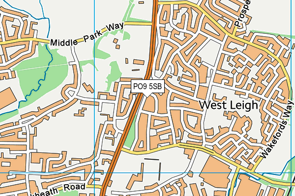 PO9 5SB map - OS VectorMap District (Ordnance Survey)