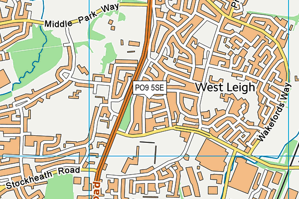 PO9 5SE map - OS VectorMap District (Ordnance Survey)