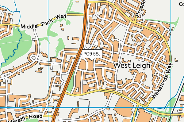 PO9 5SJ map - OS VectorMap District (Ordnance Survey)