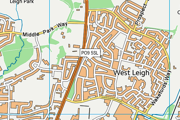 PO9 5SL map - OS VectorMap District (Ordnance Survey)