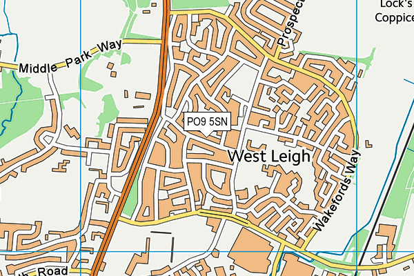 PO9 5SN map - OS VectorMap District (Ordnance Survey)