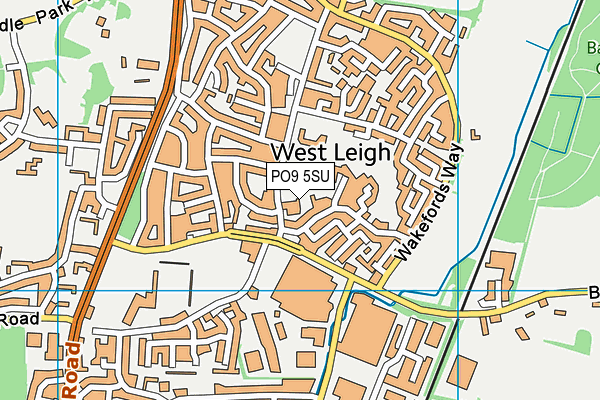 PO9 5SU map - OS VectorMap District (Ordnance Survey)