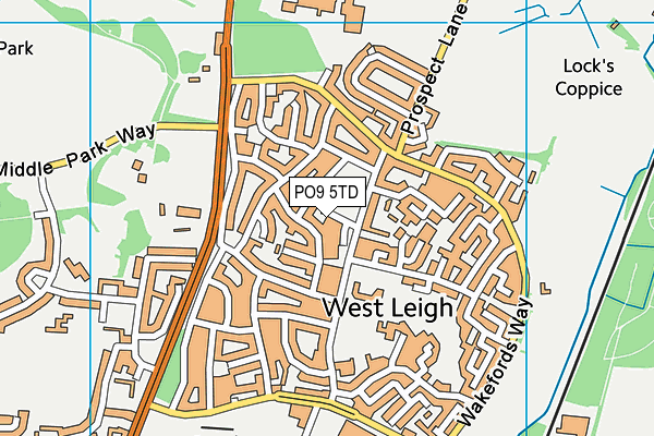 PO9 5TD map - OS VectorMap District (Ordnance Survey)