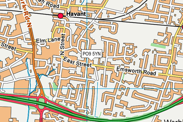 PO9 5YN map - OS VectorMap District (Ordnance Survey)