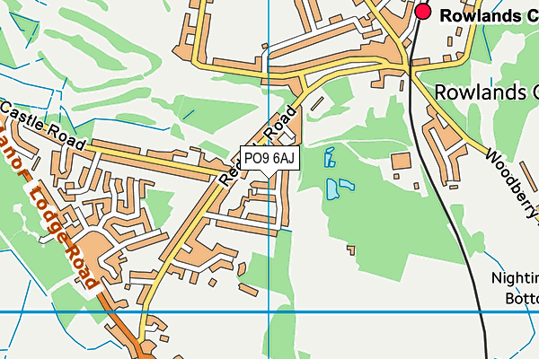 PO9 6AJ map - OS VectorMap District (Ordnance Survey)