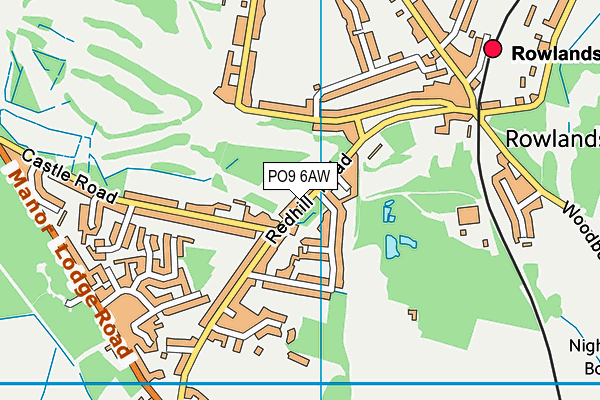 PO9 6AW map - OS VectorMap District (Ordnance Survey)