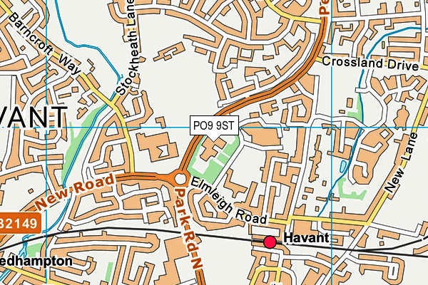 PO9 9ST map - OS VectorMap District (Ordnance Survey)