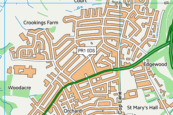PR1 0DS map - OS VectorMap District (Ordnance Survey)
