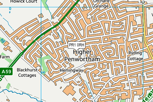 Whitefield Primary School map (PR1 0RH) - OS VectorMap District (Ordnance Survey)