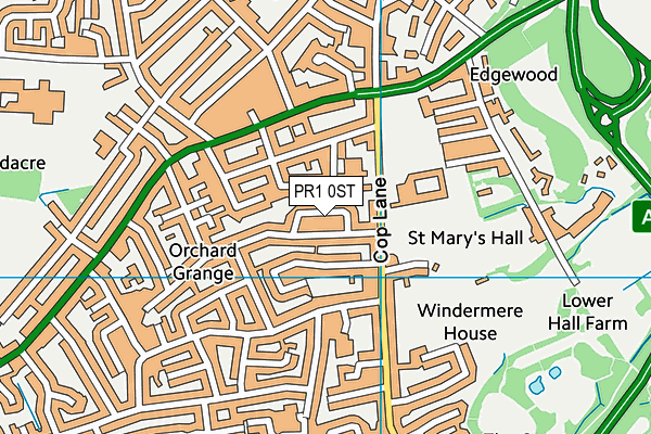 PR1 0ST map - OS VectorMap District (Ordnance Survey)