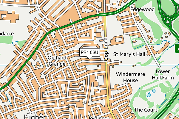 PR1 0SU map - OS VectorMap District (Ordnance Survey)