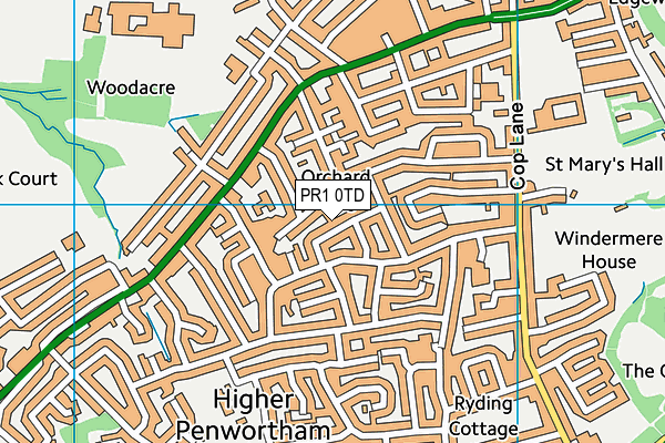PR1 0TD map - OS VectorMap District (Ordnance Survey)