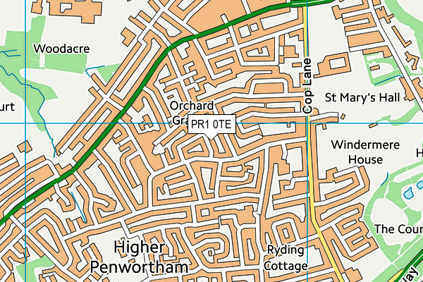 PR1 0TE map - OS VectorMap District (Ordnance Survey)