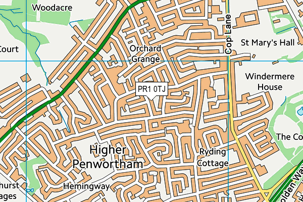 PR1 0TJ map - OS VectorMap District (Ordnance Survey)