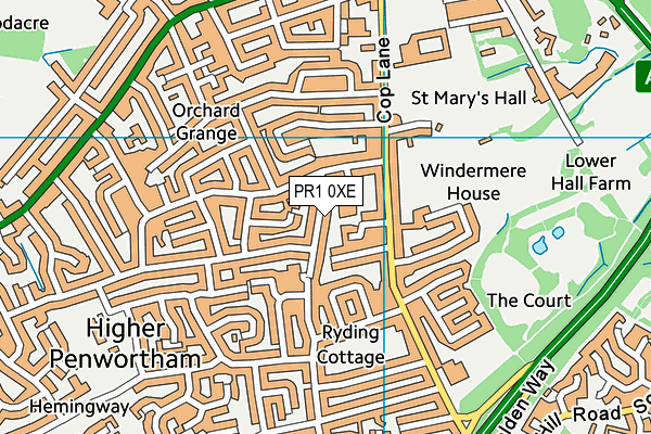 PR1 0XE map - OS VectorMap District (Ordnance Survey)