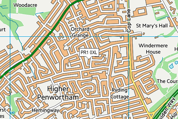 PR1 0XL map - OS VectorMap District (Ordnance Survey)