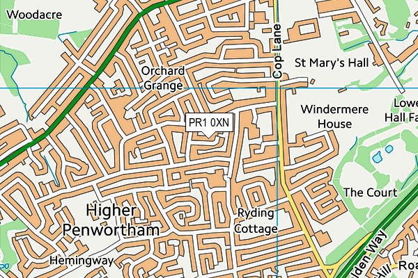 PR1 0XN map - OS VectorMap District (Ordnance Survey)