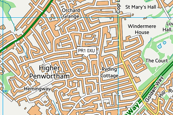 PR1 0XU map - OS VectorMap District (Ordnance Survey)