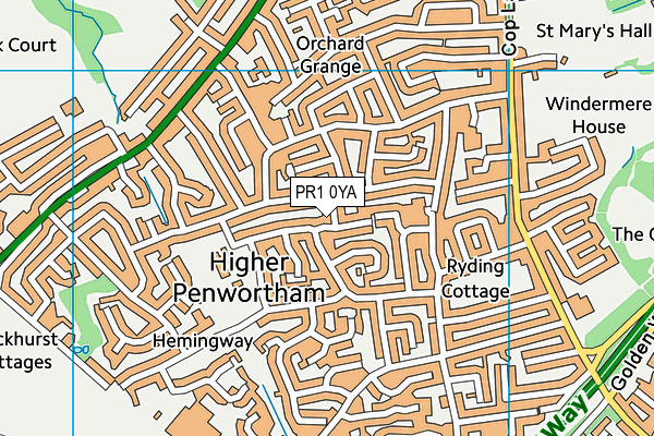 PR1 0YA map - OS VectorMap District (Ordnance Survey)