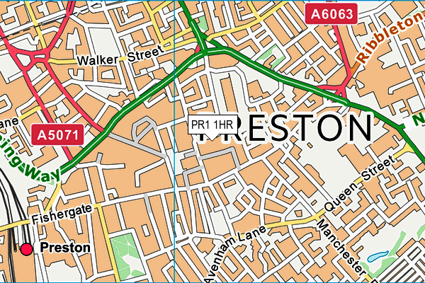 PR1 1HR map - OS VectorMap District (Ordnance Survey)