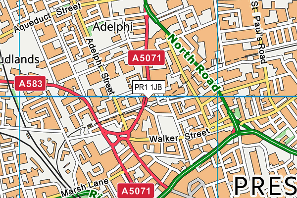 PR1 1JB map - OS VectorMap District (Ordnance Survey)