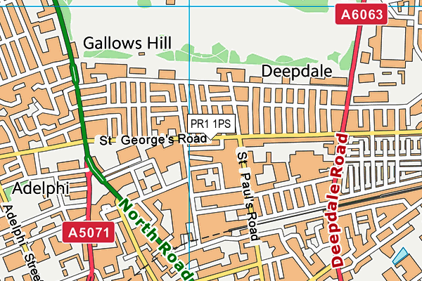 PR1 1PS map - OS VectorMap District (Ordnance Survey)