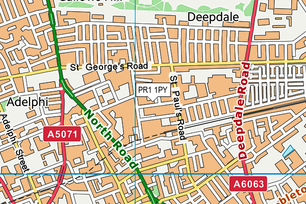PR1 1PY map - OS VectorMap District (Ordnance Survey)