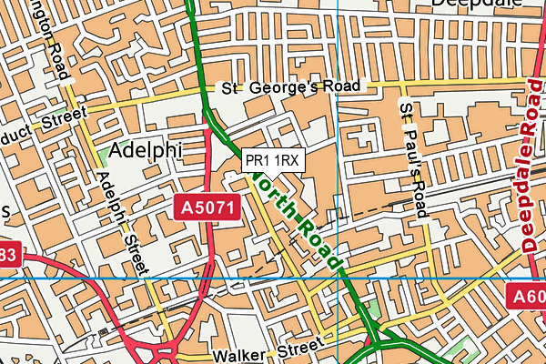 PR1 1RX map - OS VectorMap District (Ordnance Survey)