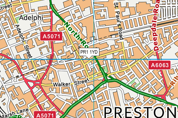 PR1 1YD map - OS VectorMap District (Ordnance Survey)