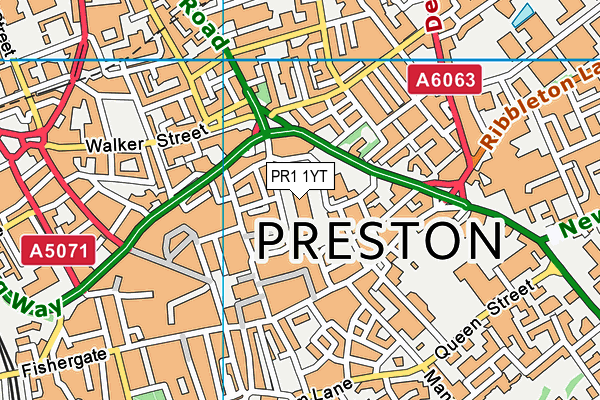 PR1 1YT map - OS VectorMap District (Ordnance Survey)