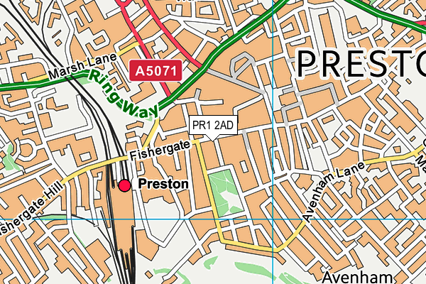 PR1 2AD map - OS VectorMap District (Ordnance Survey)