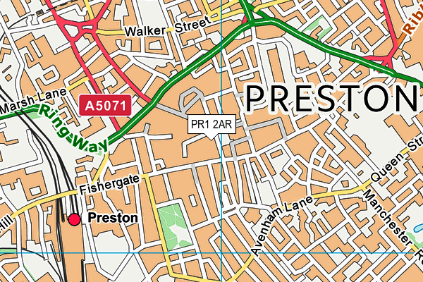 PR1 2AR map - OS VectorMap District (Ordnance Survey)