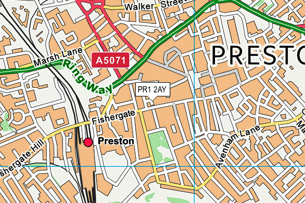 PR1 2AY map - OS VectorMap District (Ordnance Survey)