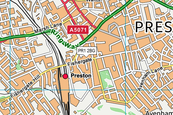 PR1 2BG map - OS VectorMap District (Ordnance Survey)