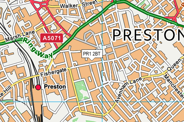 PR1 2BT map - OS VectorMap District (Ordnance Survey)