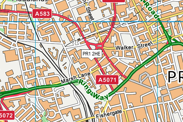 Sir Tom Finney Sports Centre map (PR1 2HE) - OS VectorMap District (Ordnance Survey)