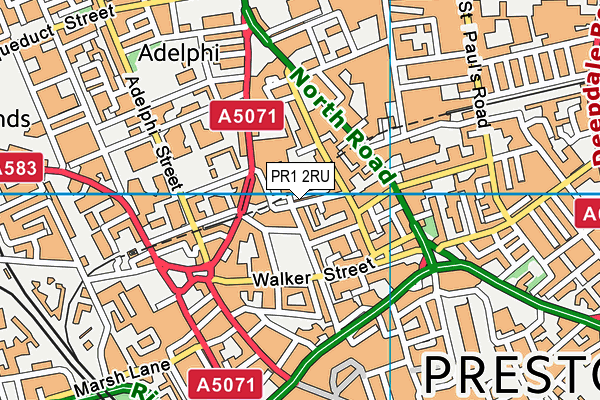 PR1 2RU map - OS VectorMap District (Ordnance Survey)