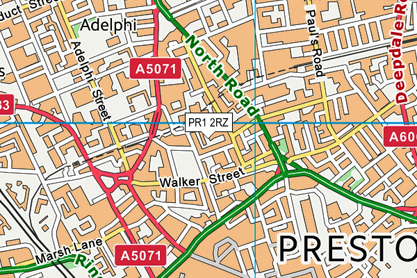 PR1 2RZ map - OS VectorMap District (Ordnance Survey)