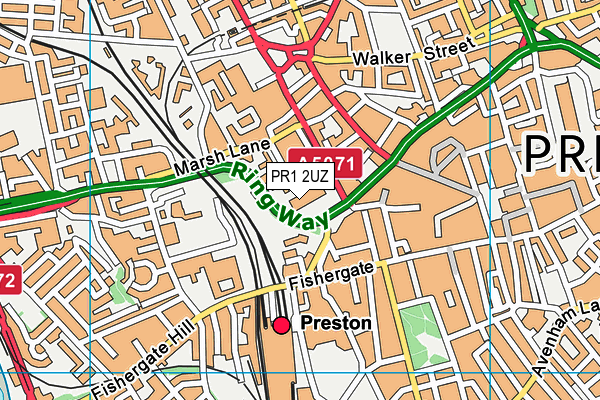 PR1 2UZ map - OS VectorMap District (Ordnance Survey)