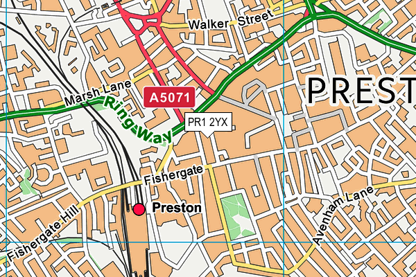 PR1 2YX map - OS VectorMap District (Ordnance Survey)